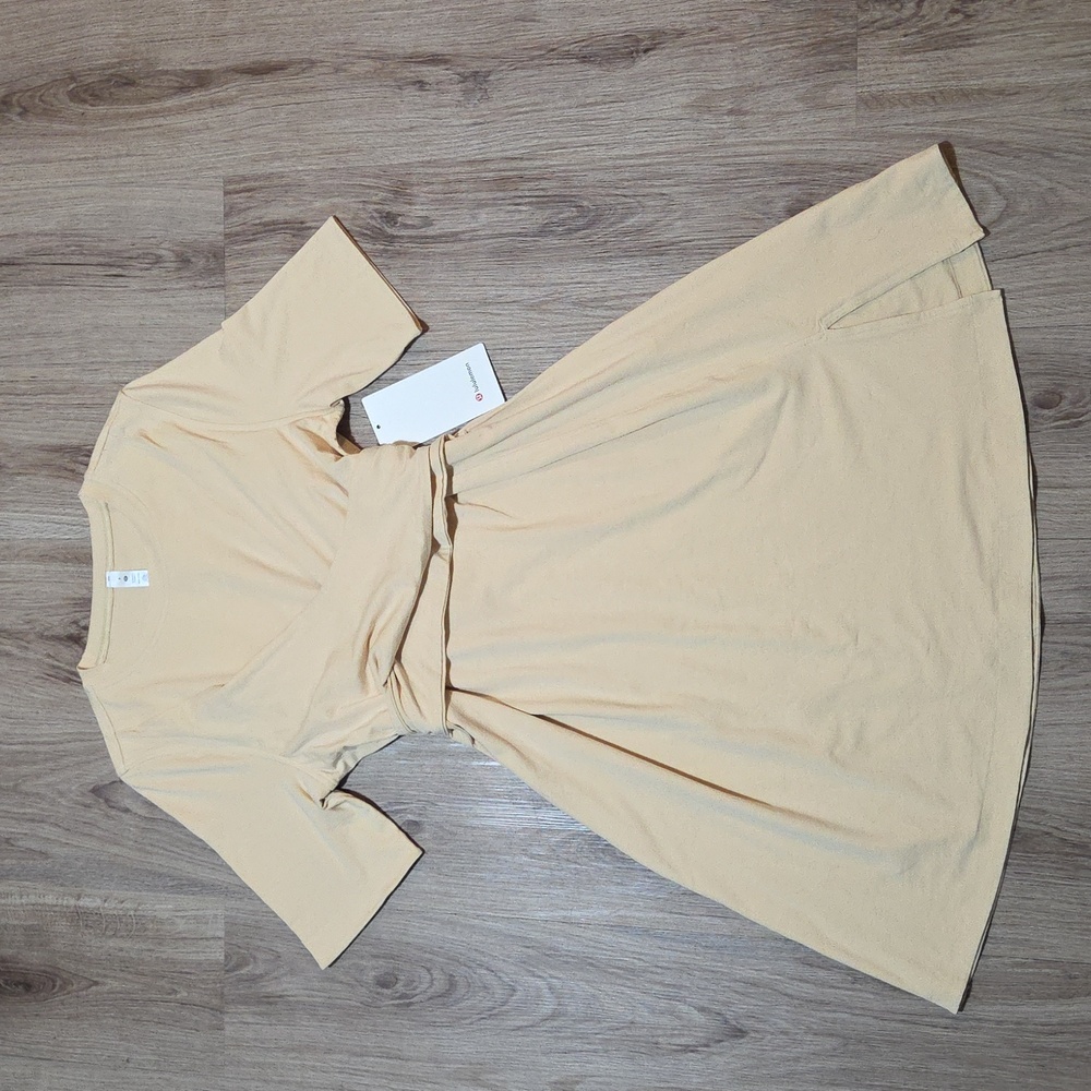 Lululemon Cotton Wrap-Front T-Shirt Dress *Prosecco Size 8 NWT